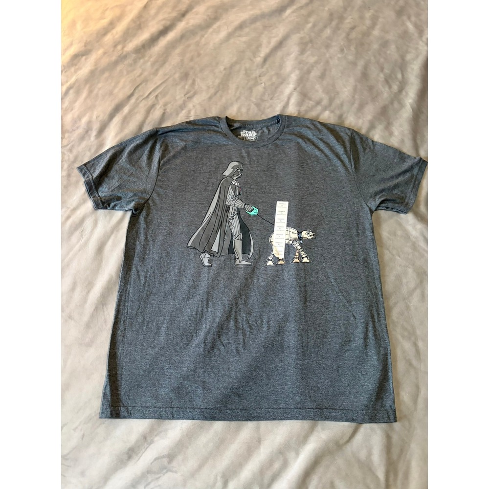 Star Wars Darth Vader Walking AT-AT Dog Graphic T-Shirt Gray XL Mad Engine NEW
